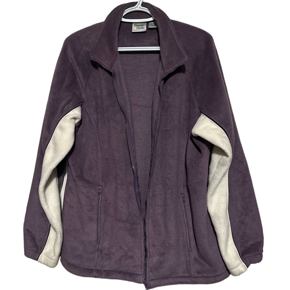Baxter & Wells Women's Purple White Fleece Front Zip Jacket Size M‎